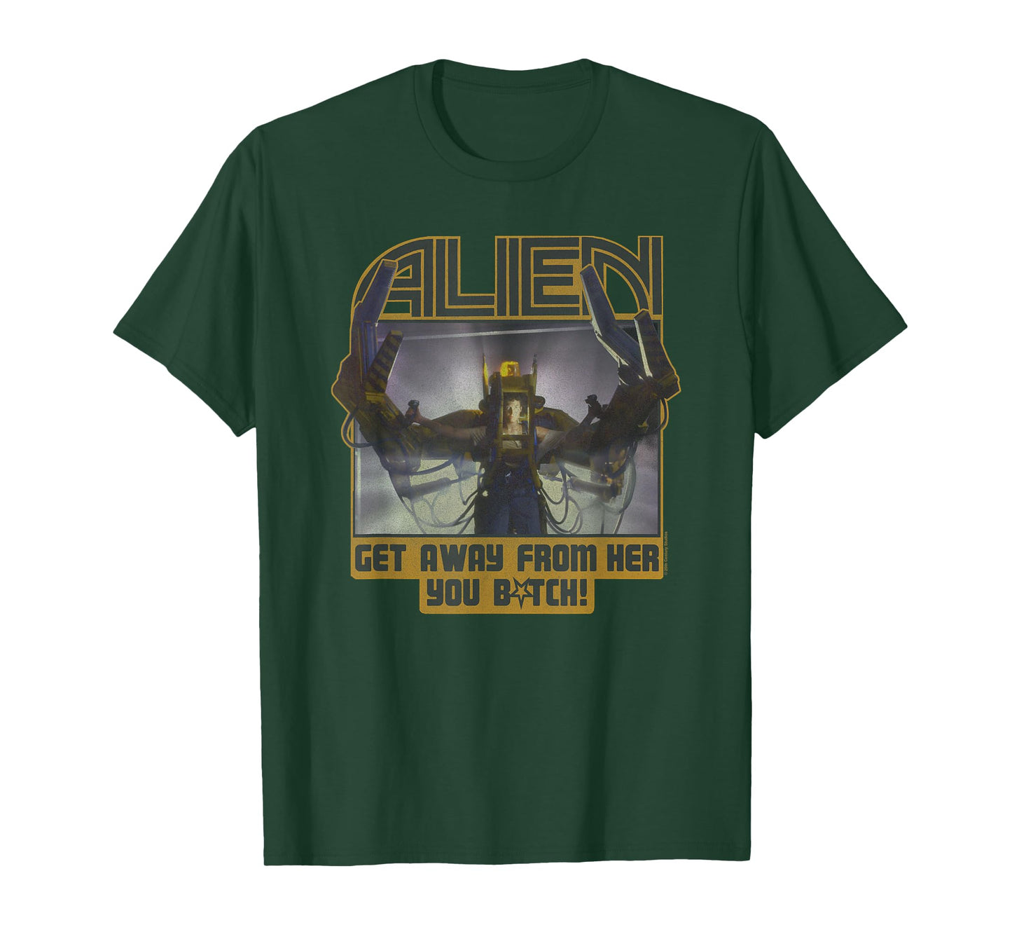 Aliens Get Away From Her You B-tch! Big Chest Retro Poster T-Shirt
