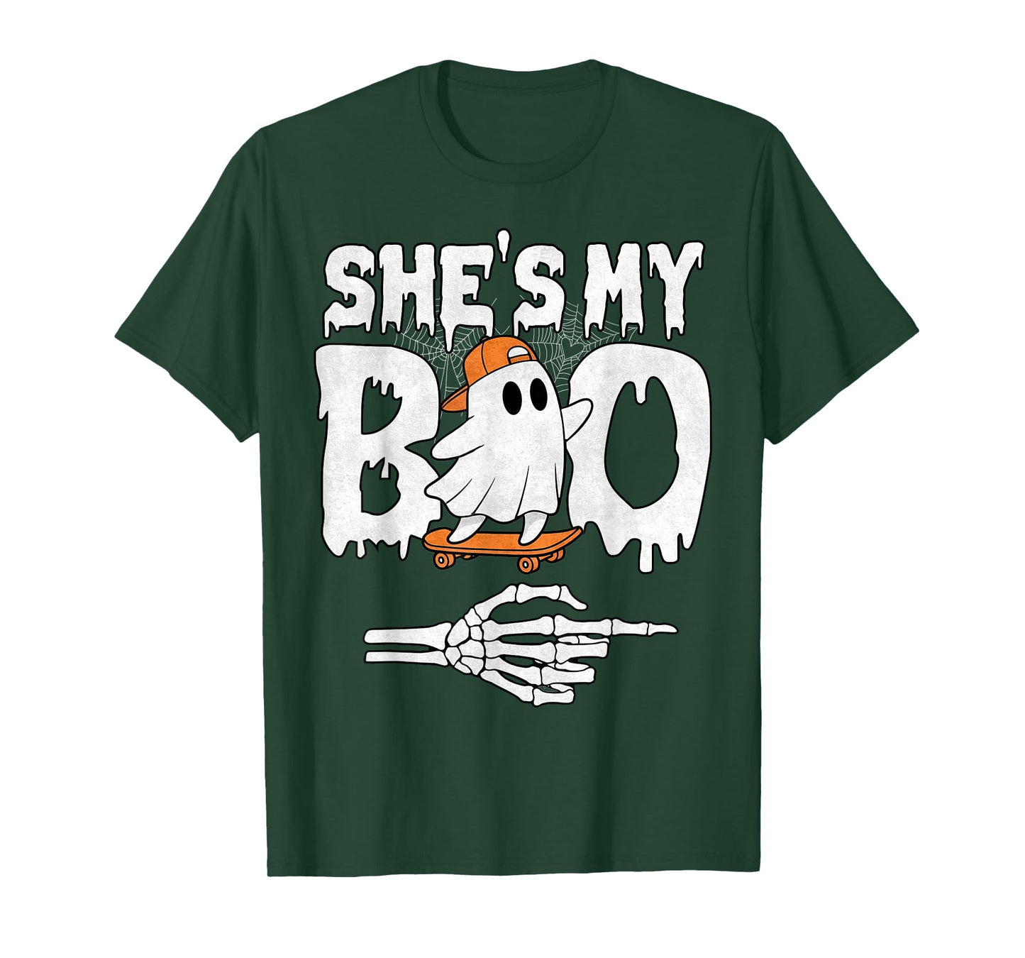 She's My Boo Couple Matching Halloween Skateboard Cool Ghost T-Shirt