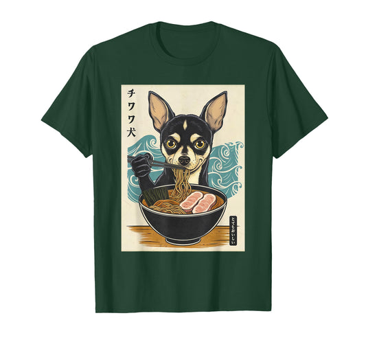 Dog Ramen Japanese Anime Cute Kawaii Chihuahua Eat Ramen T-Shirt