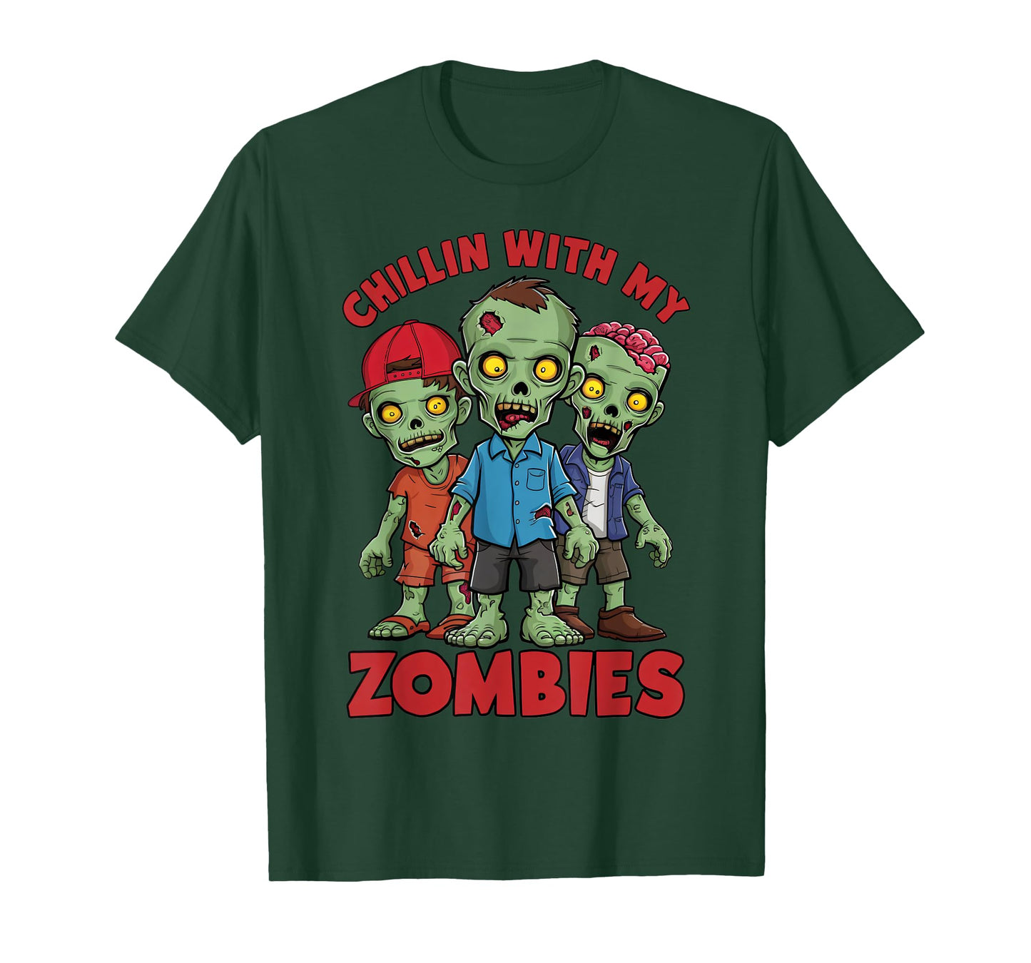 Chillin With My Zombies Halloween Boys Kids Funny T-Shirt