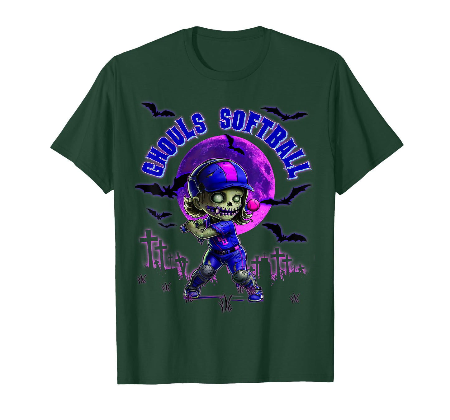 Halloween Softball for Girls Creepy Spooky Zombie Batter T-Shirt