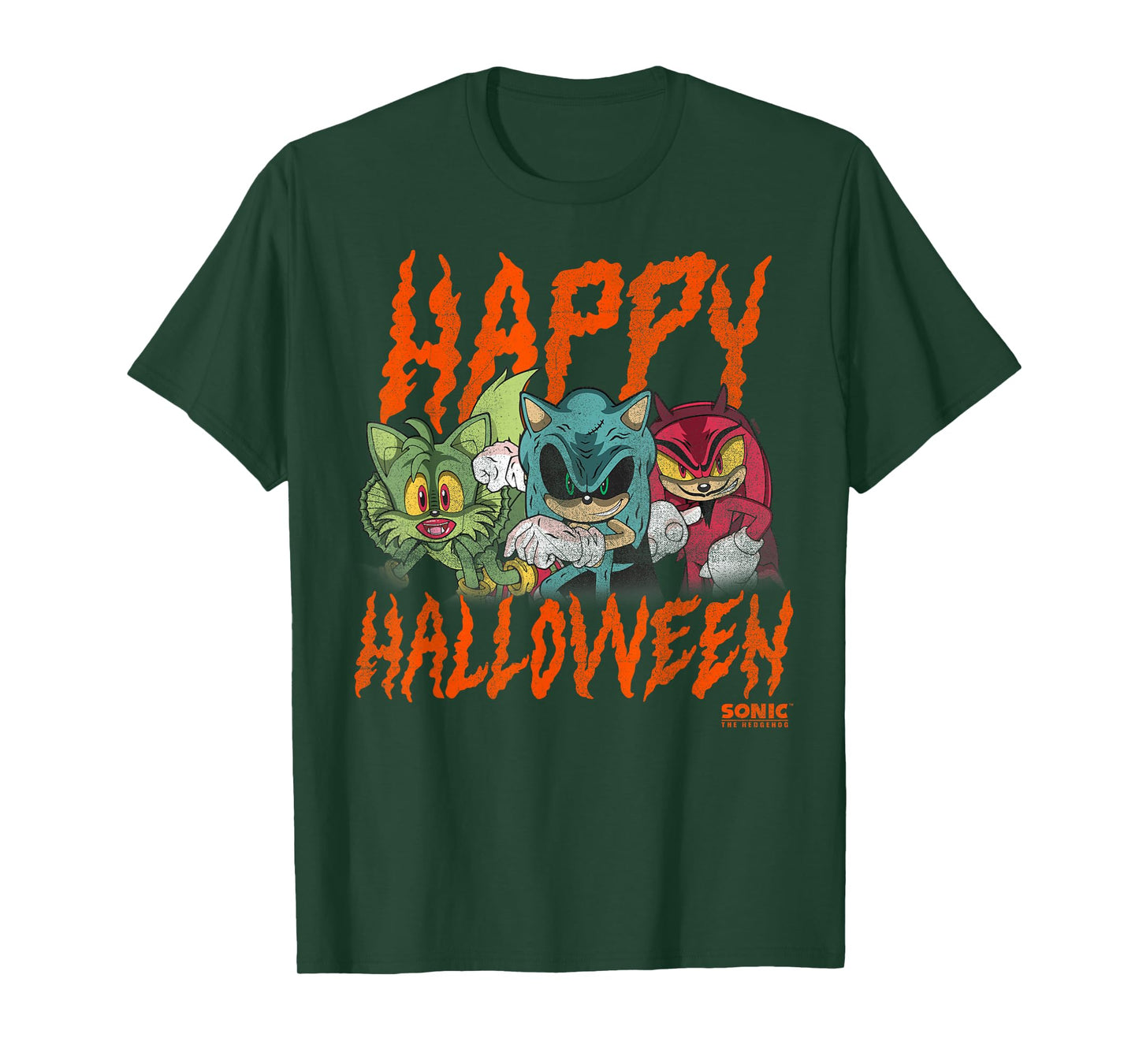 Sonic The Hedgehog Halloween Happy Halloween Distressed T-Shirt