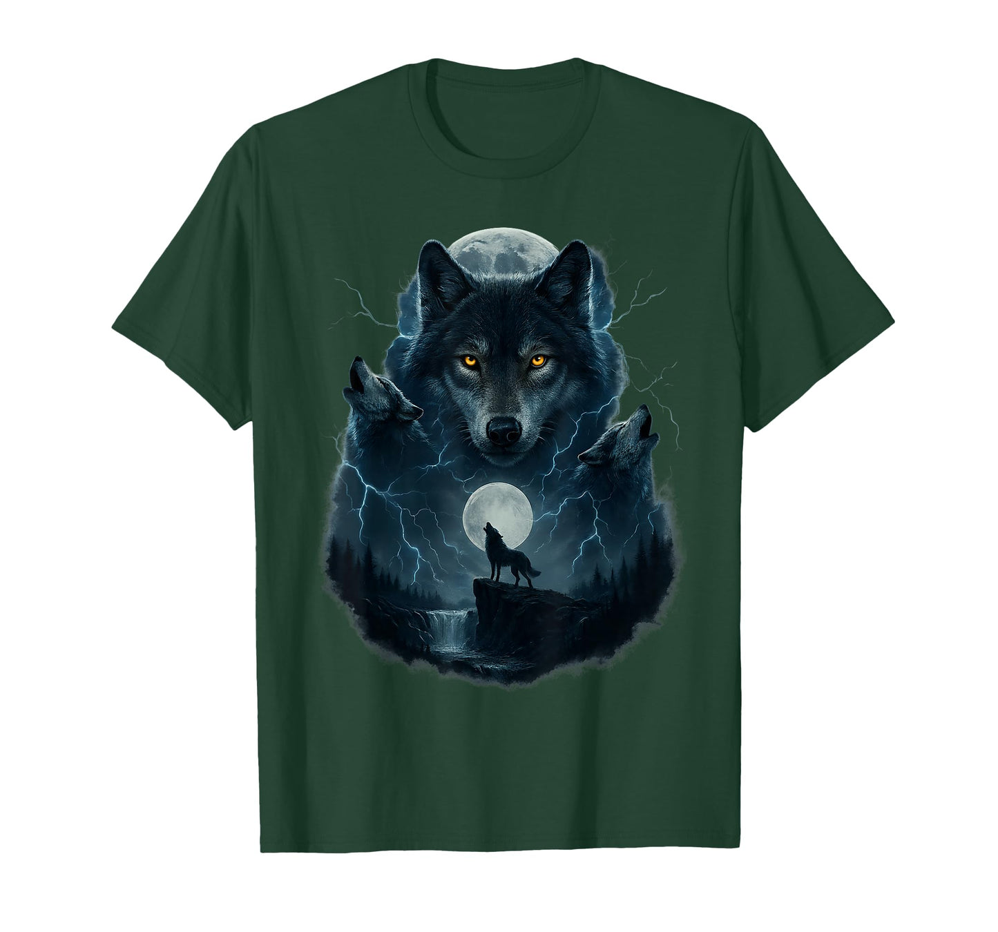 Wolf Howling at Moon Funny Graphic Tees Men Wolves T-Shirt
