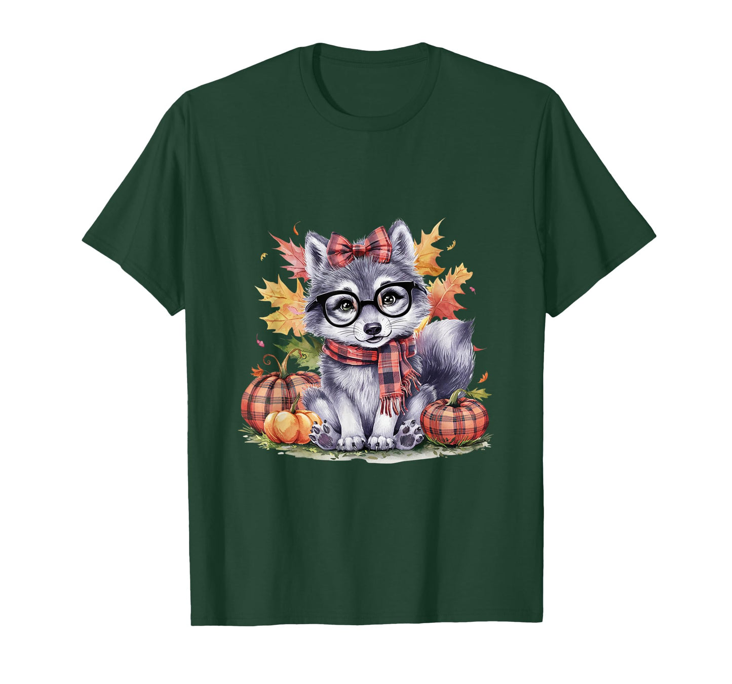 Fall Pumpkin Cute Wolf Fall Autumn Thanksgiving T-Shirt