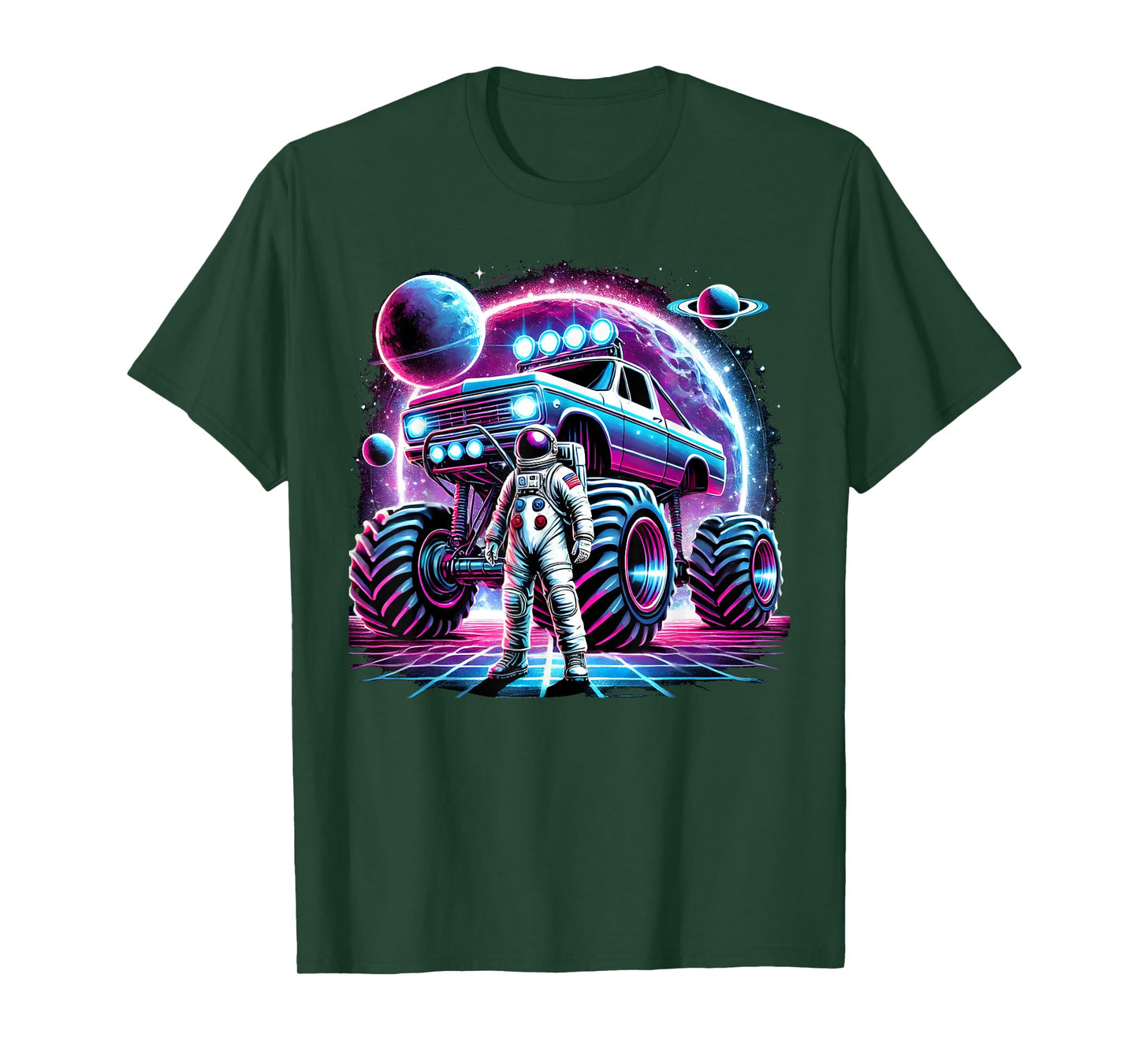 Astronaut Cosmic Space Adventure Monster Truck Astronomy T-Shirt