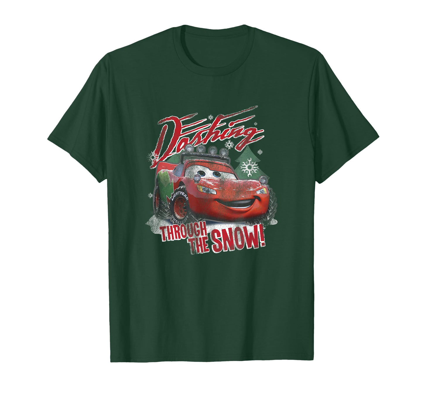 Disney Pixar Cars Christmas Dashing Through The Snow Faded T-Shirt