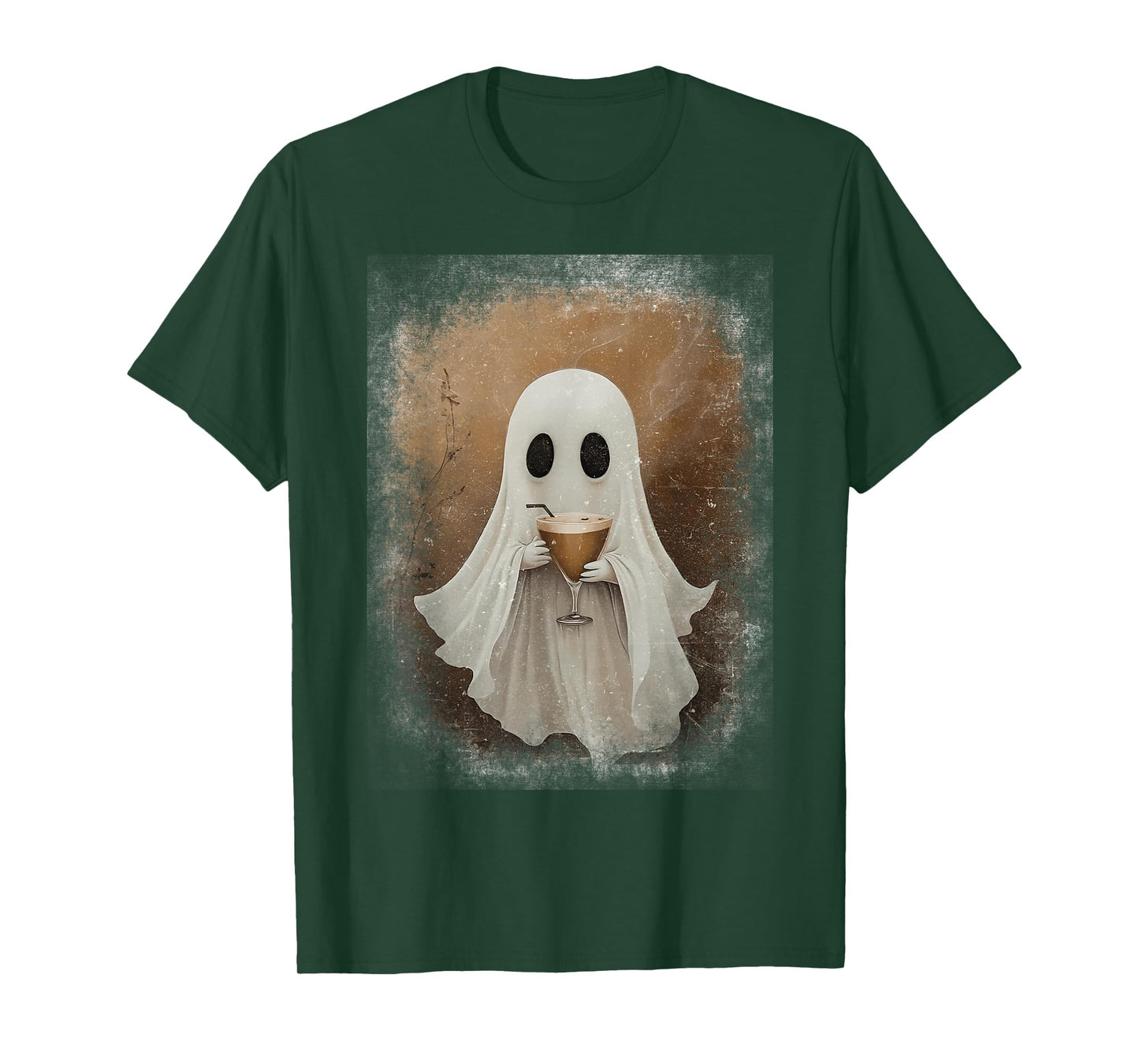 Ghost Drinking Espresso Martini Halloween Spooky Autumn Fall T-Shirt