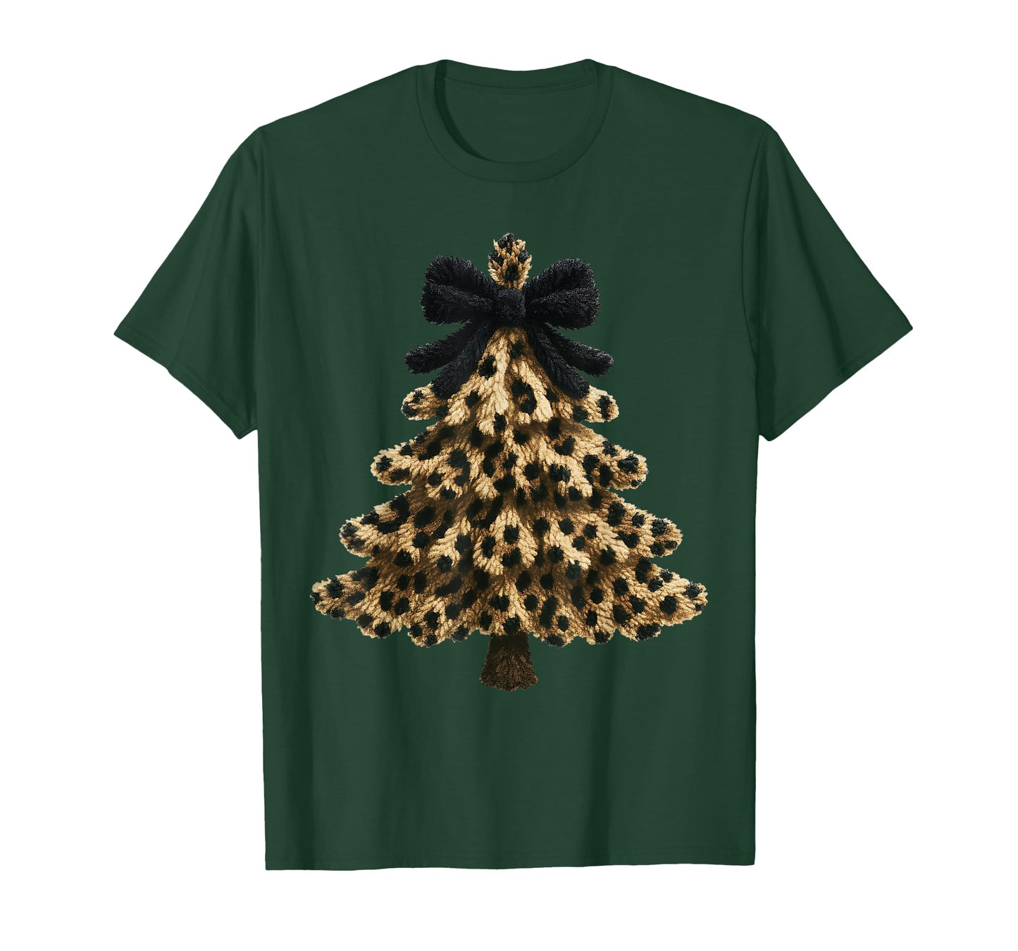Women Coquette Bow Leopard Christmas Tree Xmas Holiday Kids T-Shirt