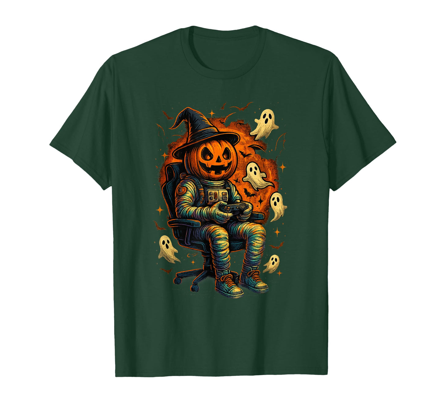 Funny Halloween Astronaut Shirt Pumpkin Gamer Costume T-Shirt