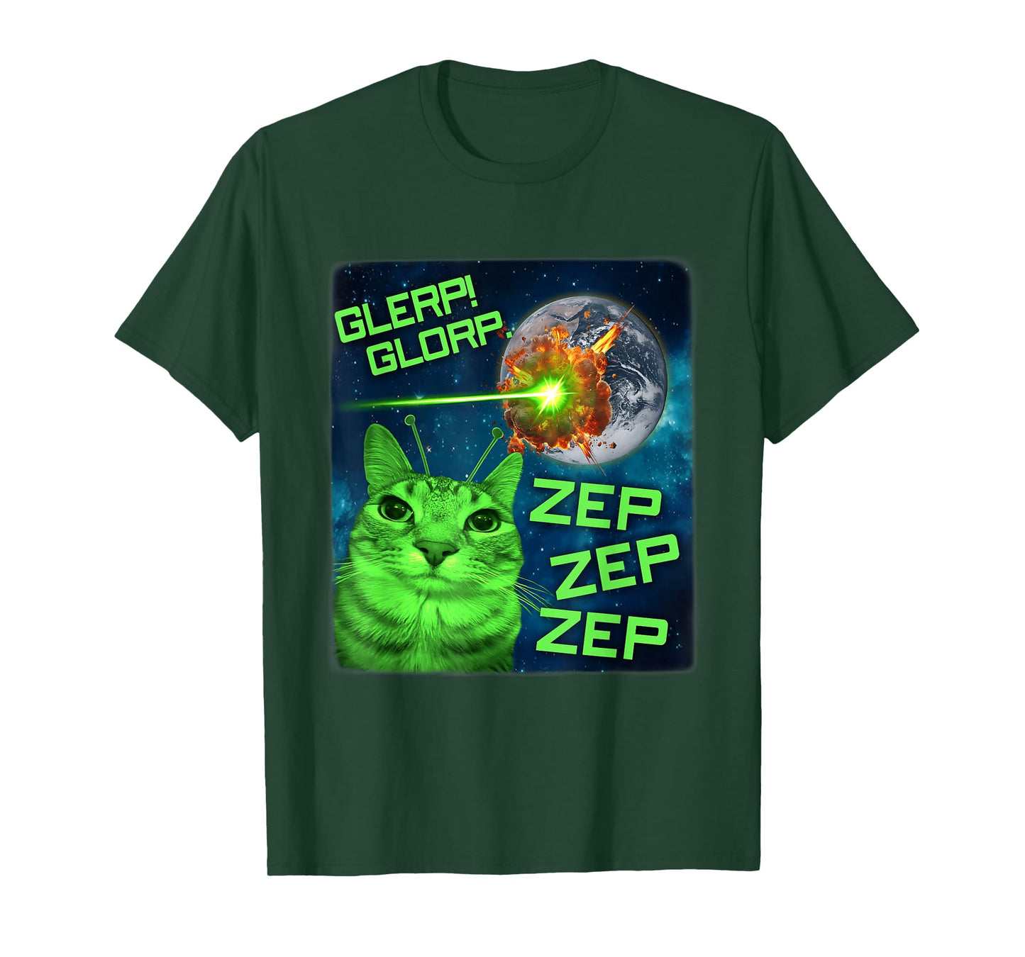 Glerp Glorp Alien Cat Meme Hilarious Stupid Brainrot Genz T-Shirt