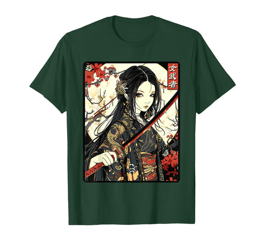 Japanese Gothic Samurai Art Woman With Katana Sword T-Shirt