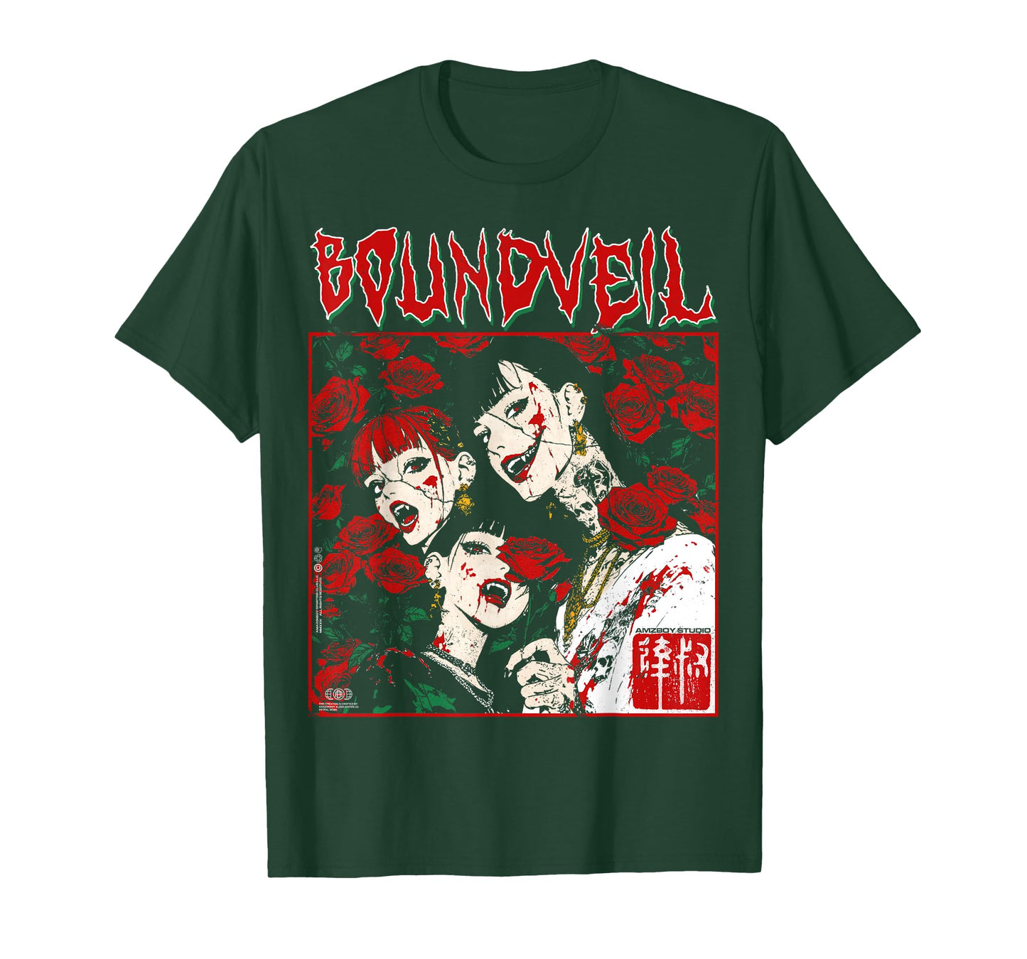Creepy Manga Horror Anime Y2K Horror Alt Emo Goth Vampire T-Shirt