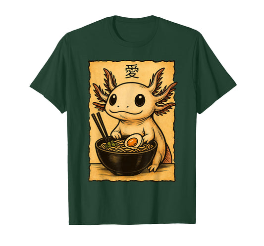 Funny Axolotl Ramen Tee Japanese Kawaii Anime Axolotl T-Shirt