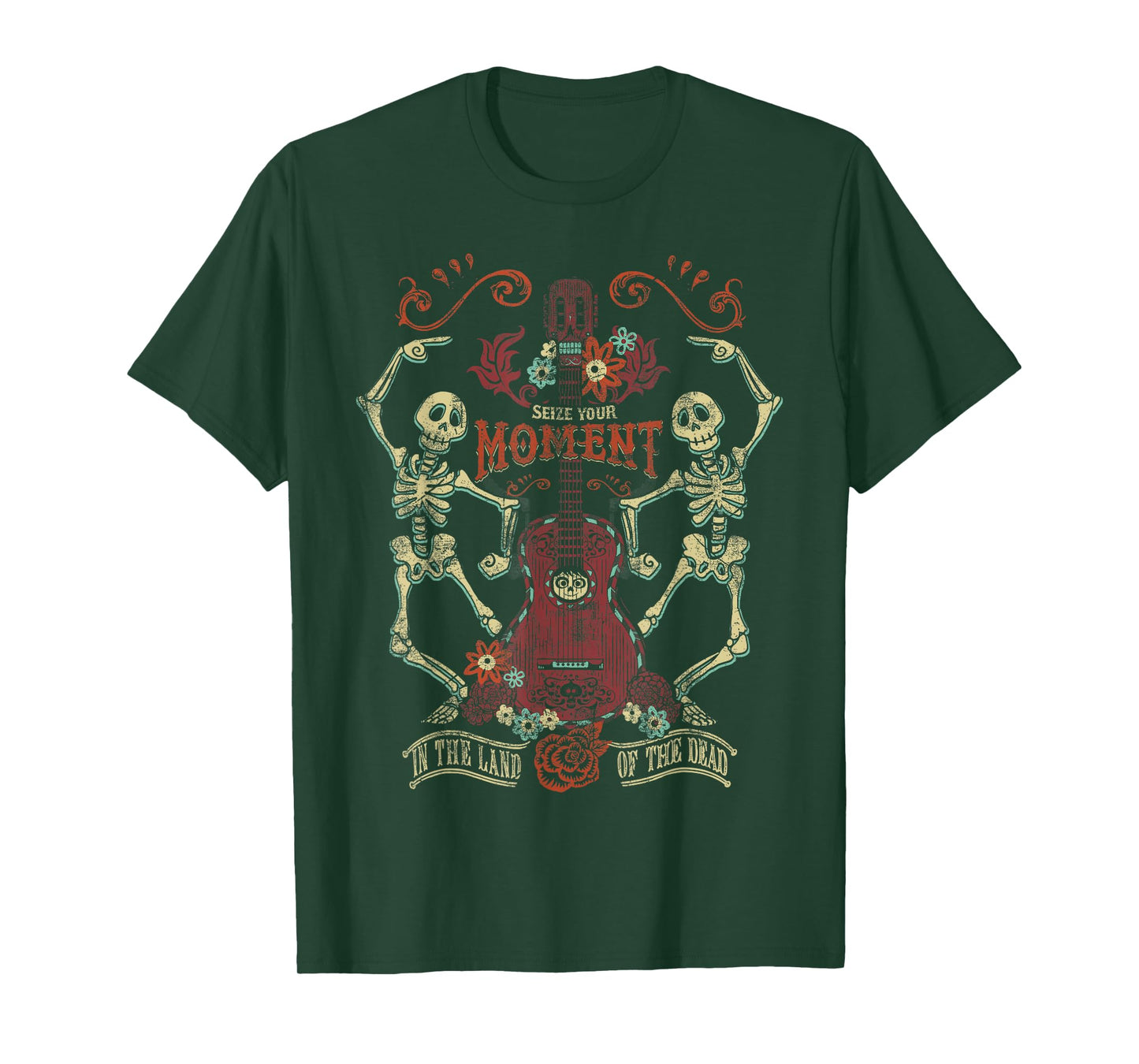 Disney Pixar Coco Seize Your Moment Skeletons & Guitar Logo T-Shirt