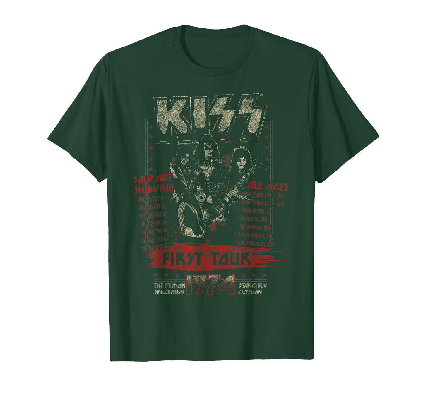 KISS Classic Fit First Tour T-Shirt - Black, Short Sleeve, Cotton & Polyester Blend