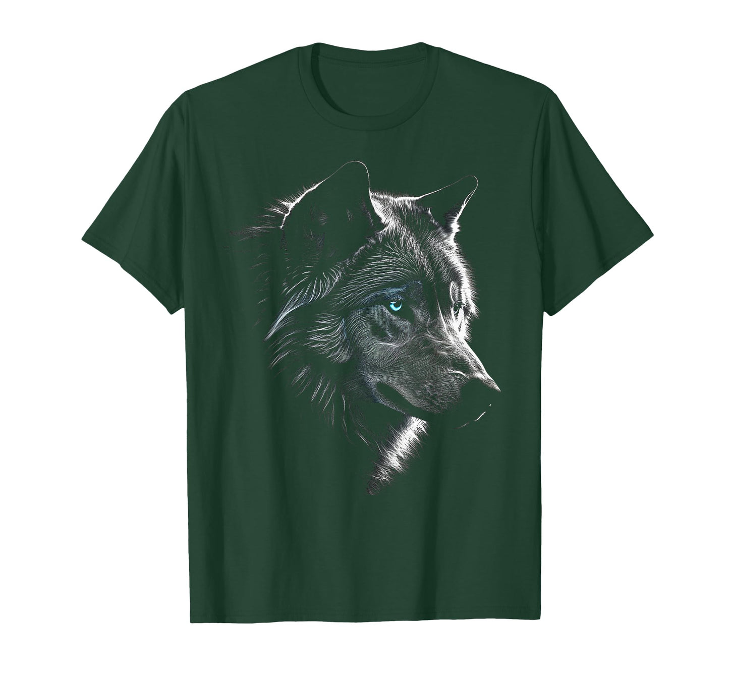 Wolf Portrait Blue Eyes - Artwork | Animal Motif Wolf T-Shirt