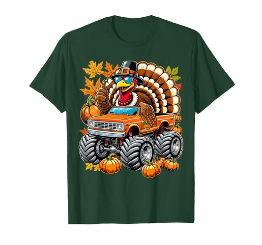 Thanksgiving Turkey Riding Monster Truck T-Shirt