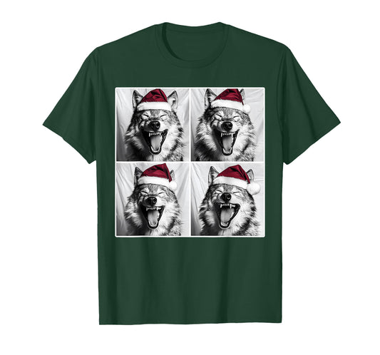 Funny Wolf Selfie Shirt Christmas Selfie Xmas Wolf Meme T-Shirt