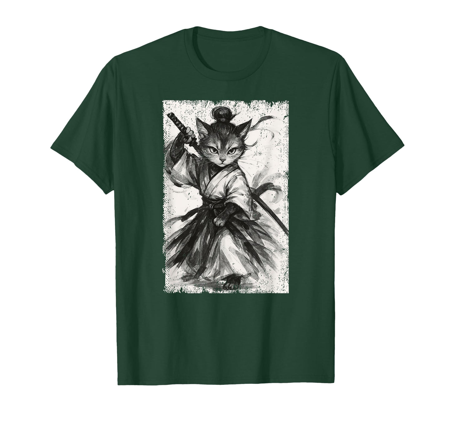 Cat Japanese Samurai Warrior Ninja Japan Mom Dad T-Shirt for Men Women Kids