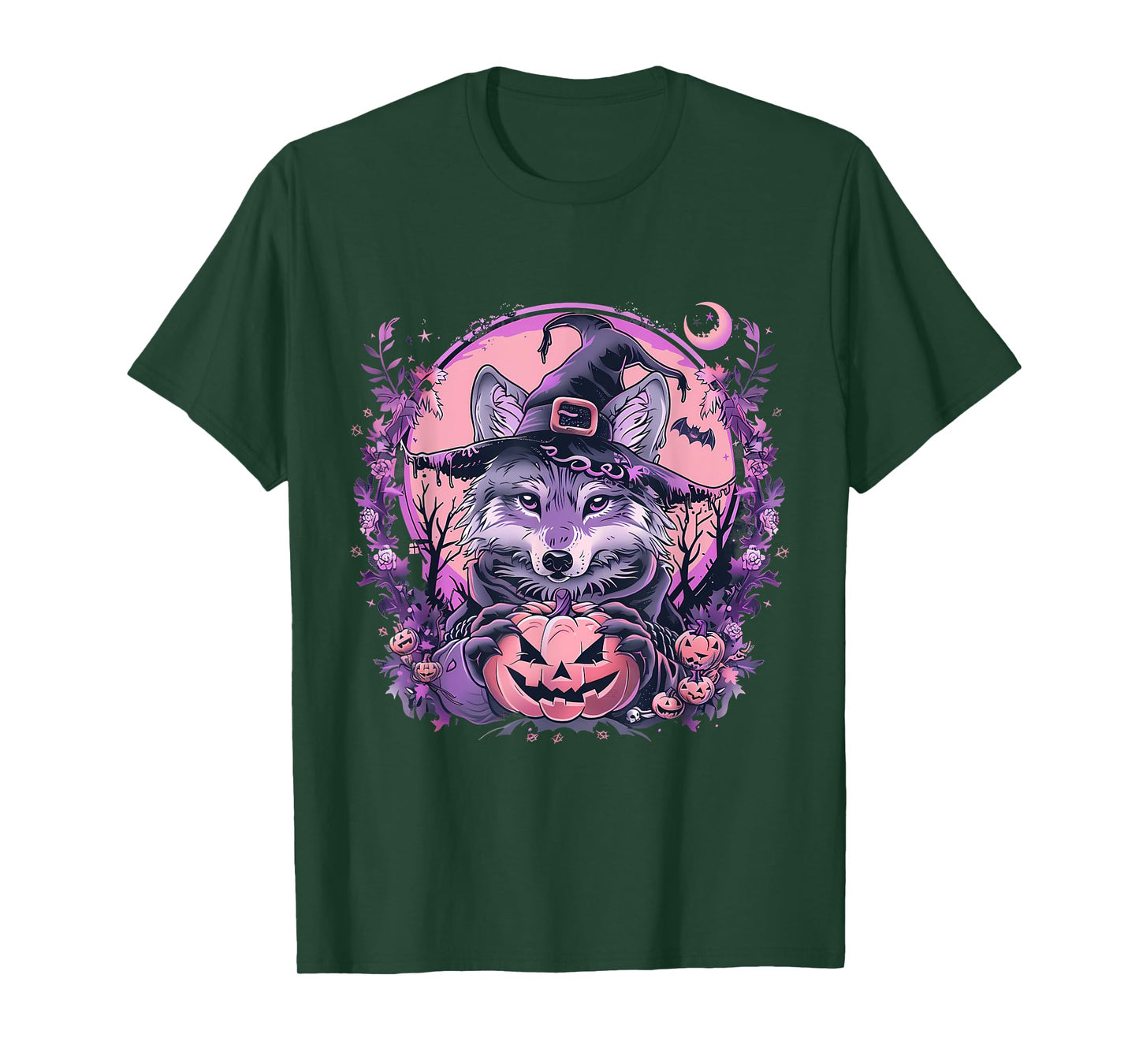 Fox Halloween Costume Pumpkin Bats Witchcraft Trick Or Treat T-Shirt