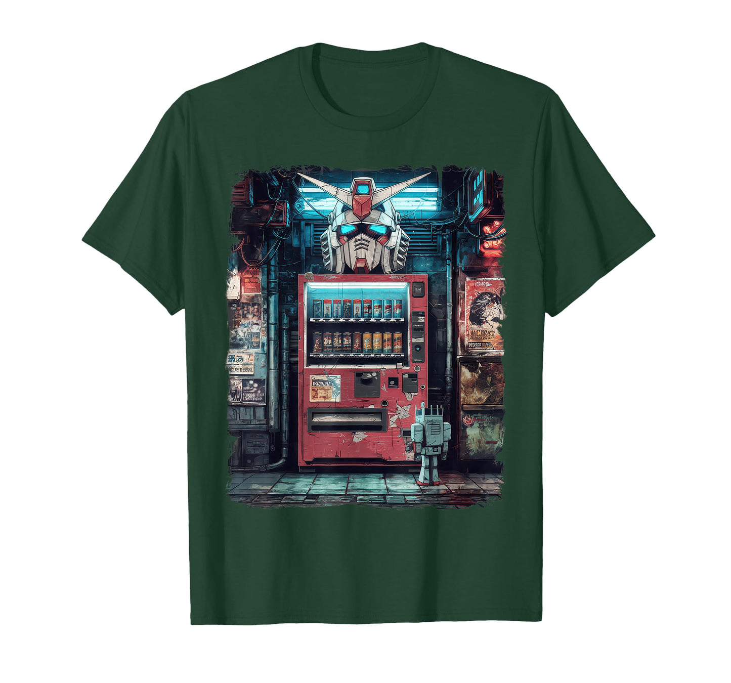 Mecha Tshirt Japanese Mecha Robot Head Anime Art Ukiyo-E T-Shirt