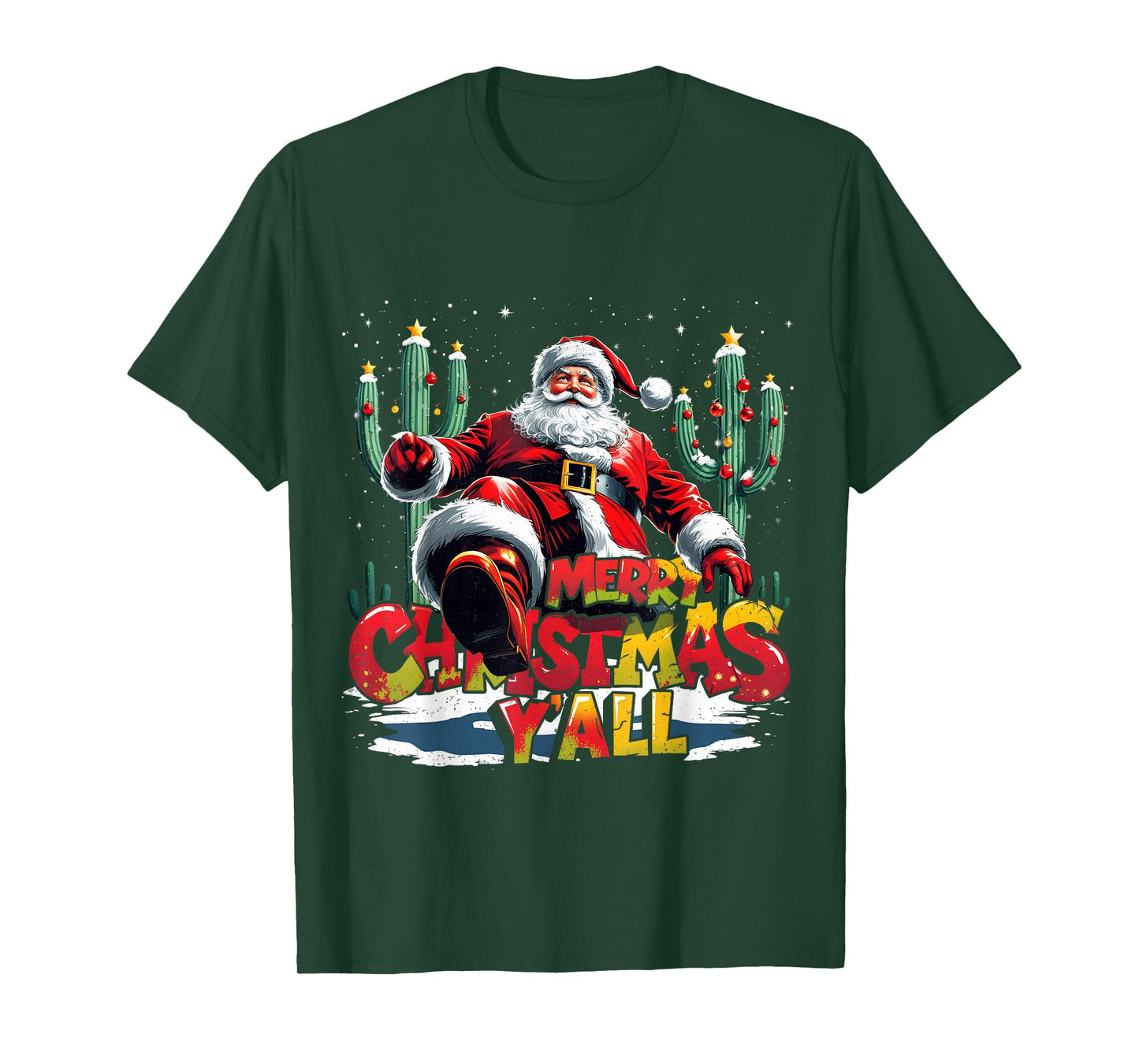 Merry Christmas Y’All Santa Western Holiday T-Shirt