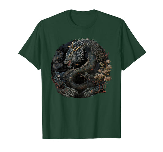 Japanese Art Dragon Japan Chinese Asian Graphic Print T-Shirt