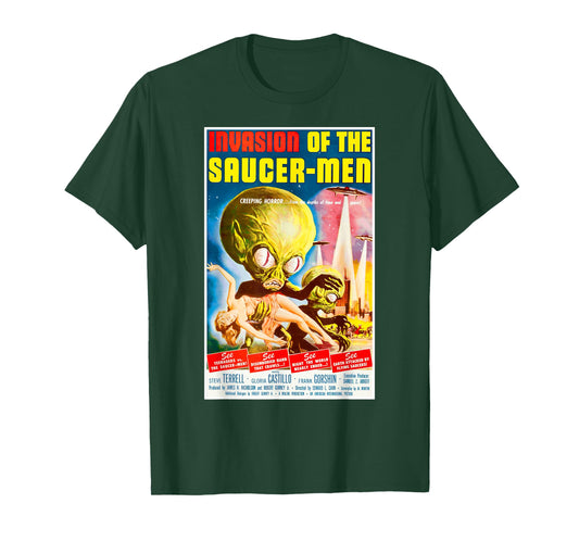 Invasion of Saucer Men Halloween T-Shirt Sci Fi Tee Shirt