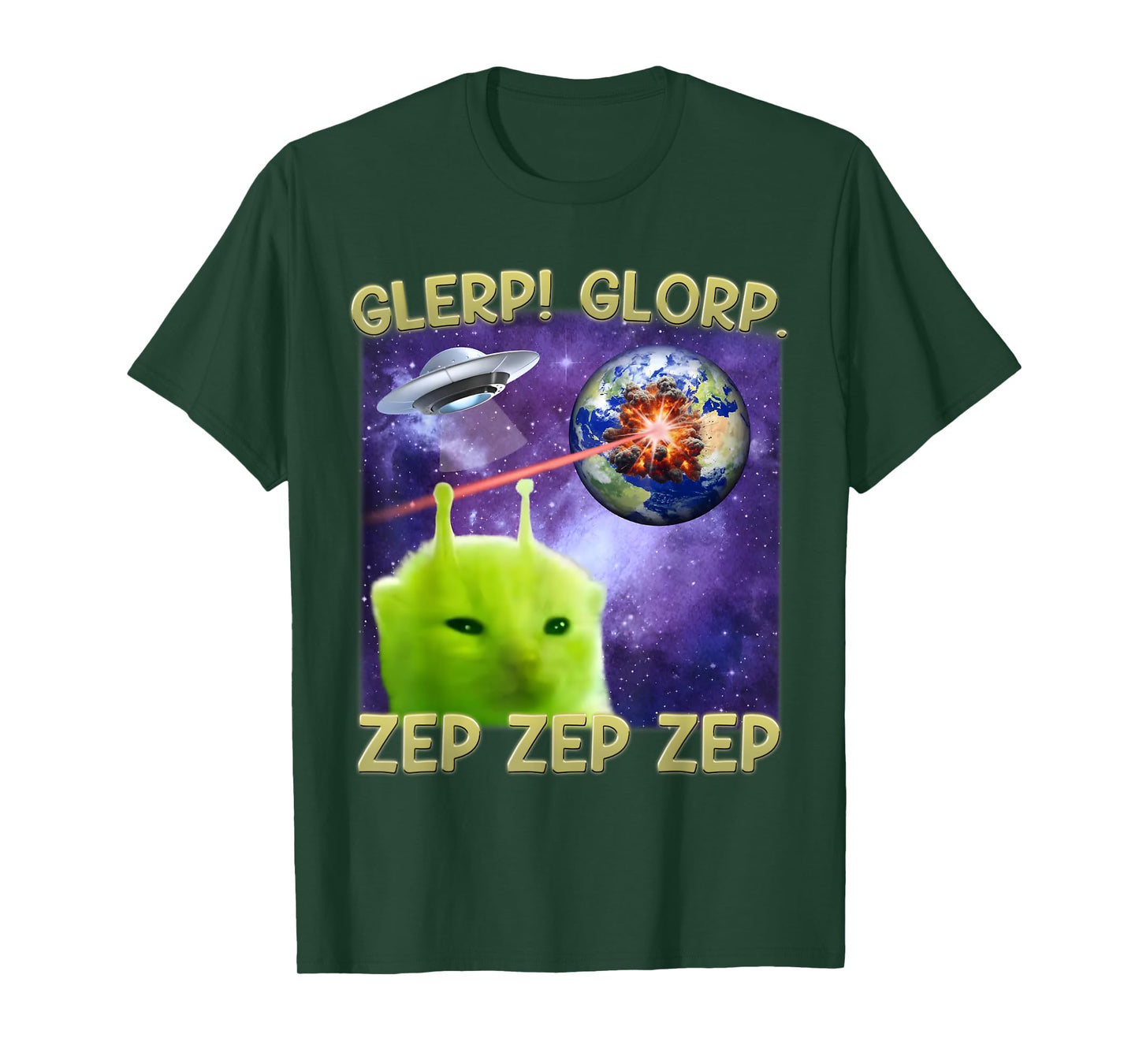 Glerp Glorp Funny Alien Cat Brainrot Dank Memes Men Women T-Shirt