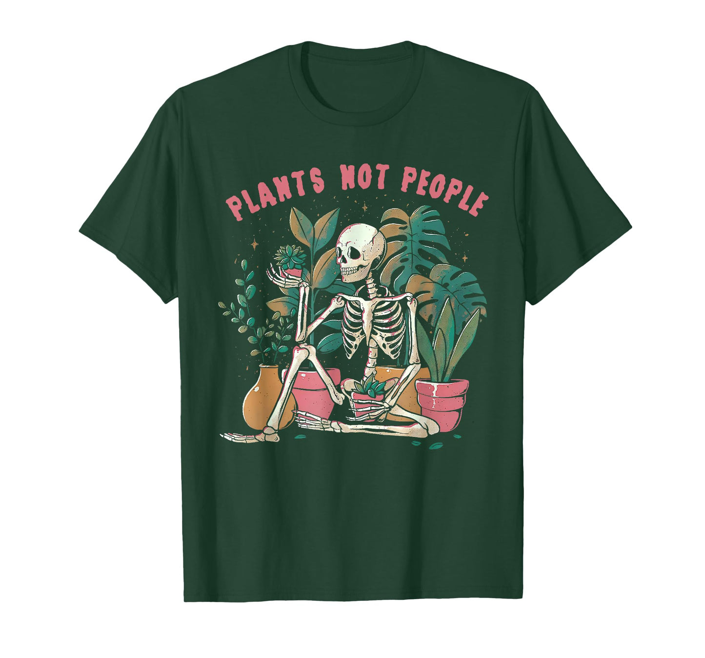 Plants Not People Skeleton Spooky Season Happy Halloween T-Shirt