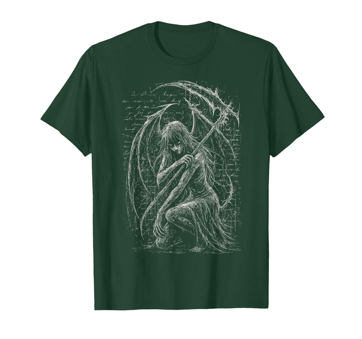 Goth Demon Angel Dark Fallen Scythe Horror Hell Aesthetic T-Shirt