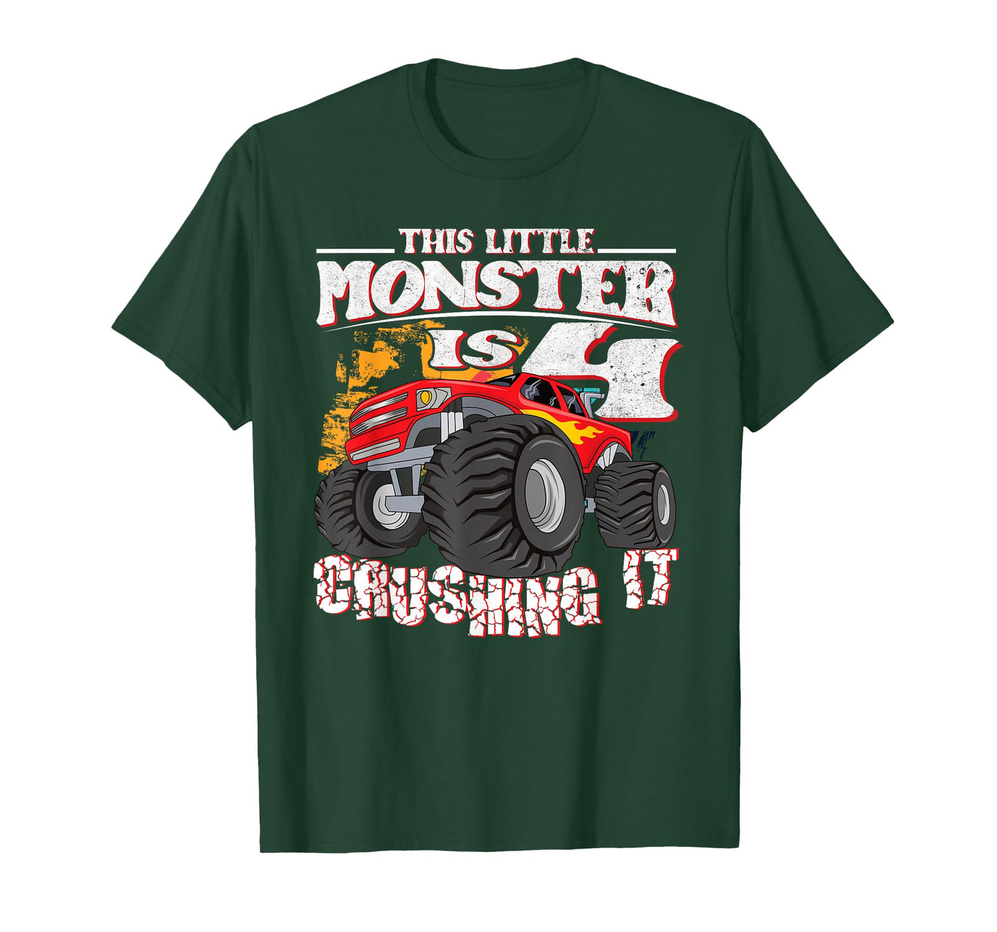 4th Birthday Kids This Little Monster Truck T-Shirt