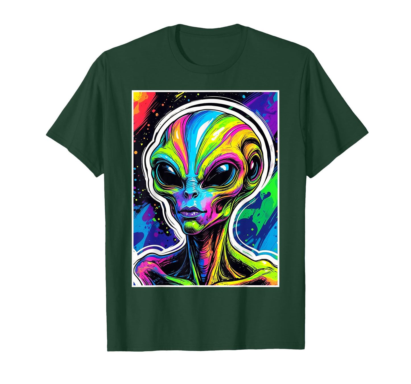 Alien Head Design Colorful Alien Rave Believe Ufo Believer T-Shirt