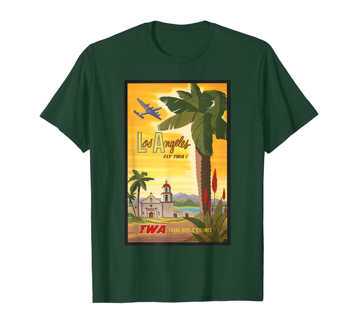 Los Angeles Fly TWA Retro Vintage Poster Design T-Shirt