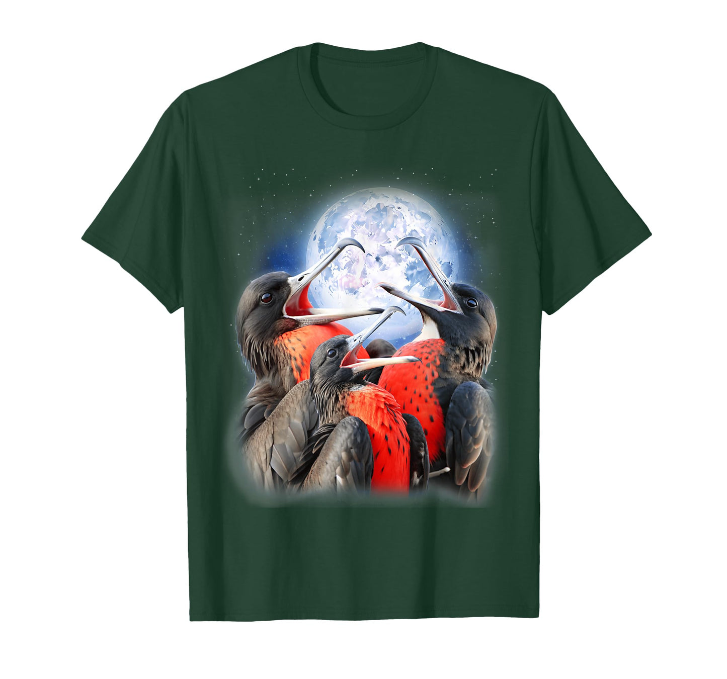 3 Frigate Birds Howling At The Moon Funny Bird Lover Birder T-Shirt