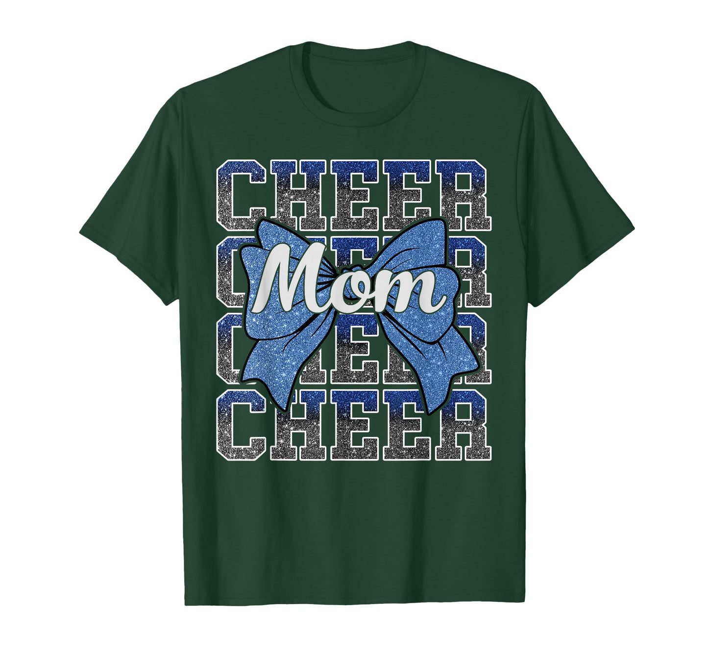 Cheer Mom Blue Bow Cheerleader Competition Game Day T-Shirt