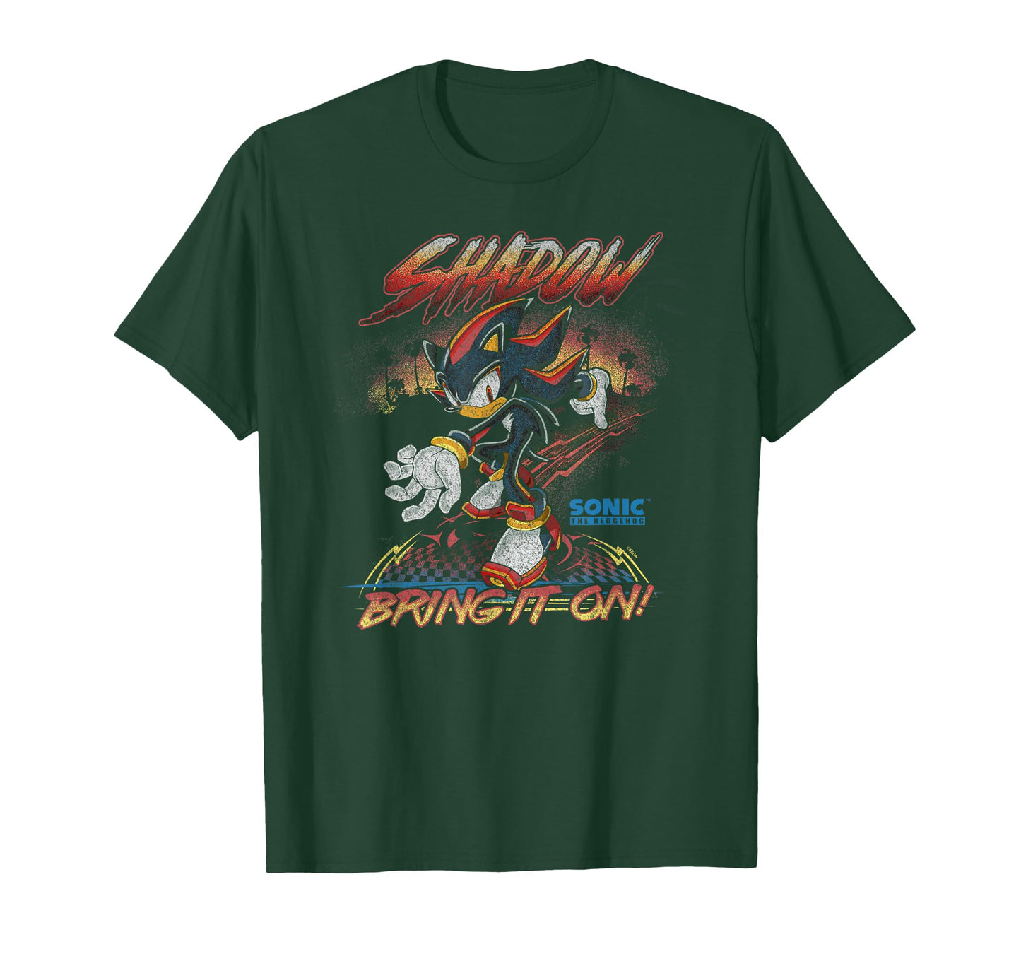 Sonic The Hedgehog Shadow Bring It On! Distressed Poster T-Shirt