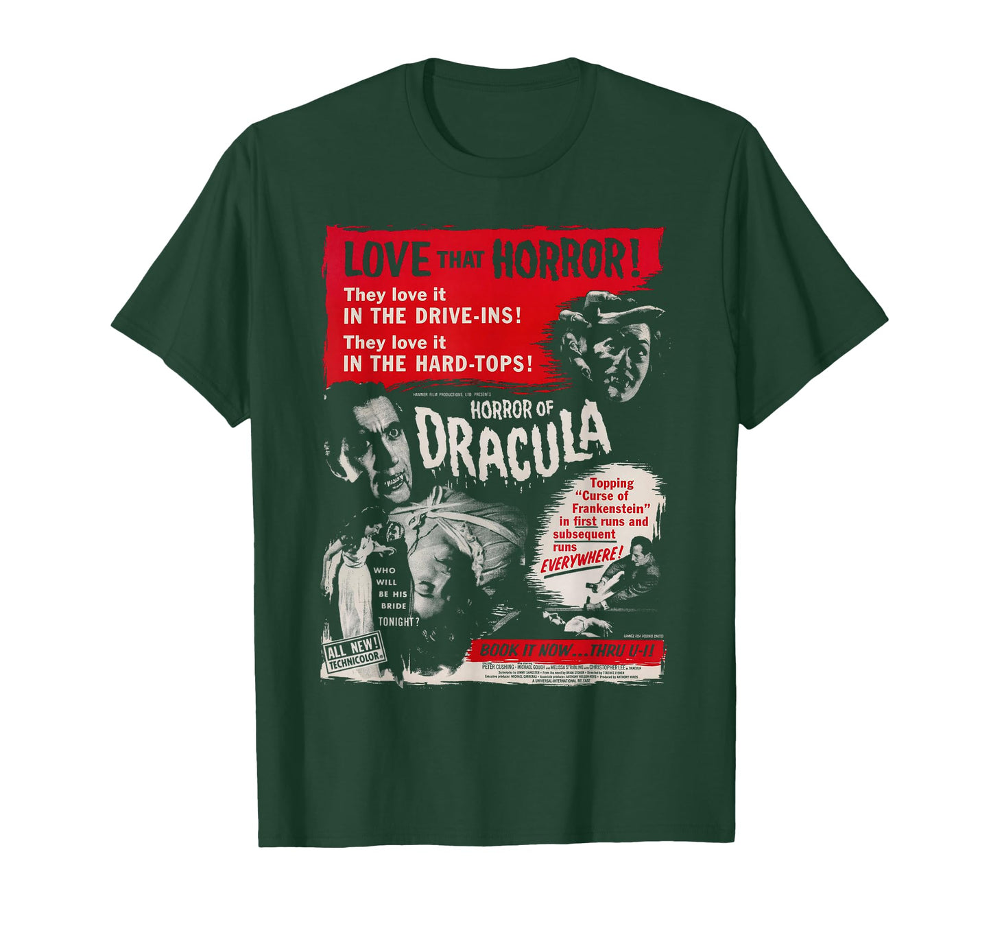 Love That Horror of Dracula Movie Poster Art Christopher Lee T-Shirt