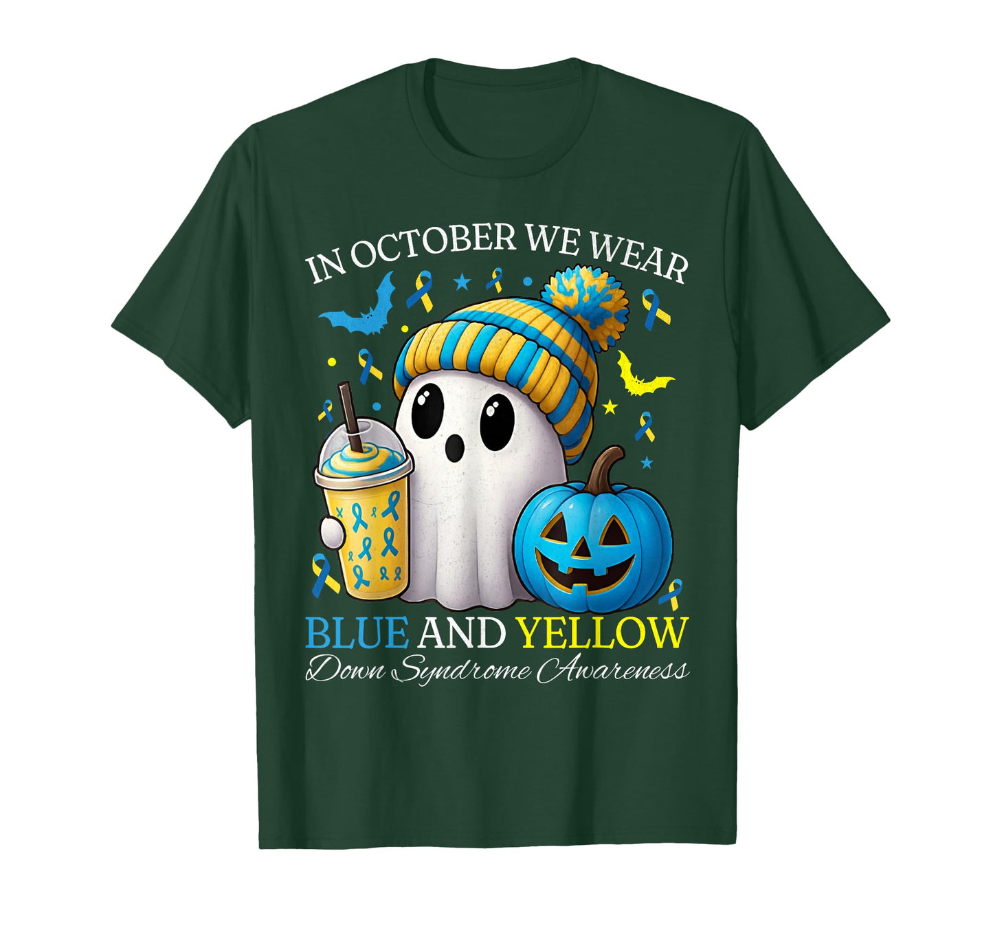in October We Wear Yellow and Blue Down Syndrome Awareness T-Shirt