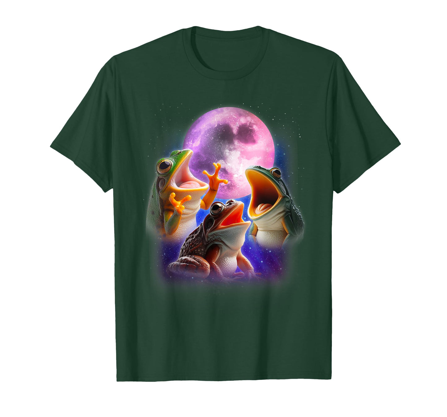 3 Frog Howling At The Moon Funny Frog Lover Toad Amphibian T-Shirt