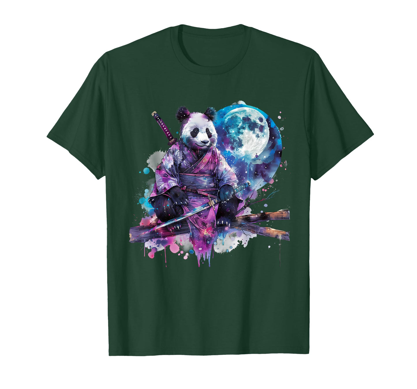 Samurai Panda Bear Japanese Samurai Panda Watercolor Artwork T-Shirt