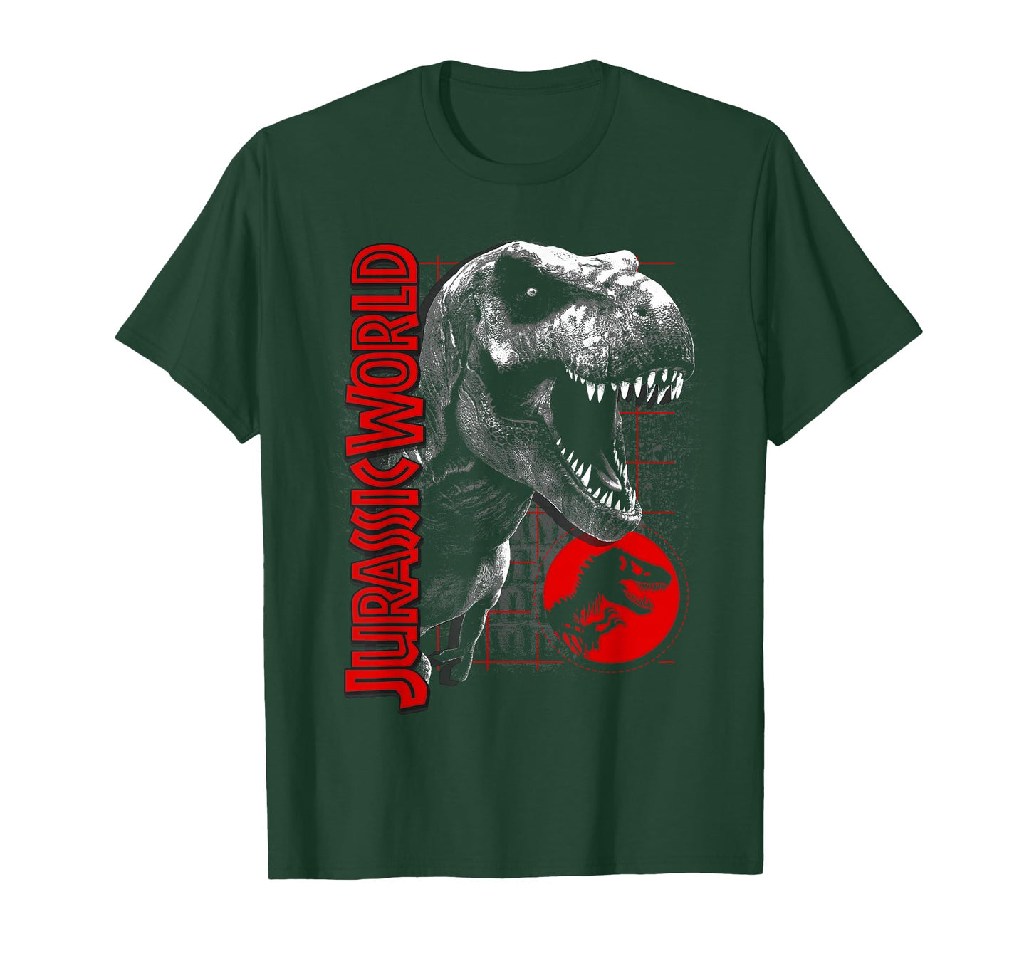 Jurassic World T-Rex Grid Background Logo Graphic T-Shirt T-Shirt
