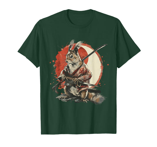 Samurai Squirrel Japanese Ninja Squirrel Japanese Warrior T-Shirt
