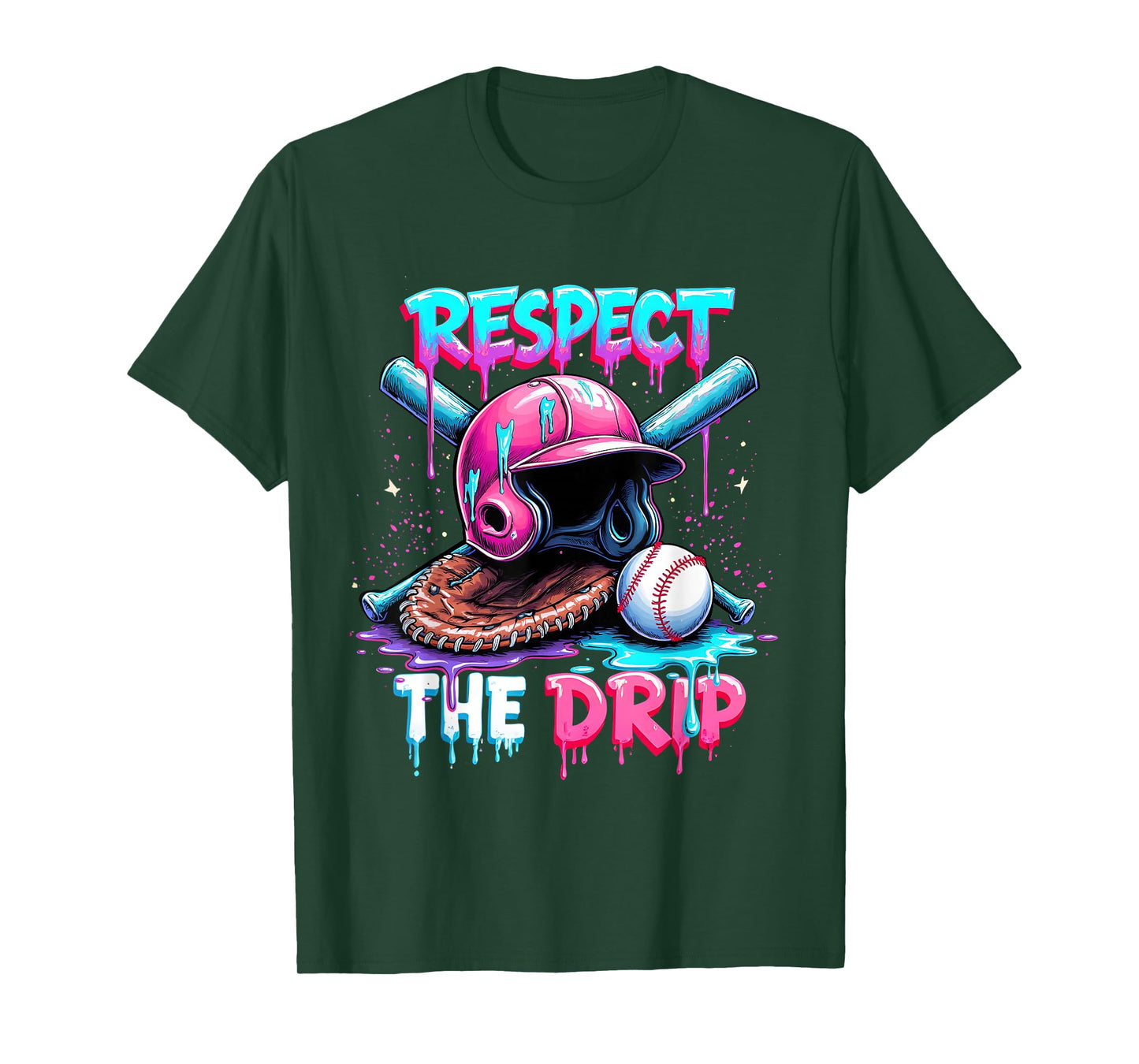Respect The Drip Baseball Ice Cream Drip Vibes Squad T-Shirt