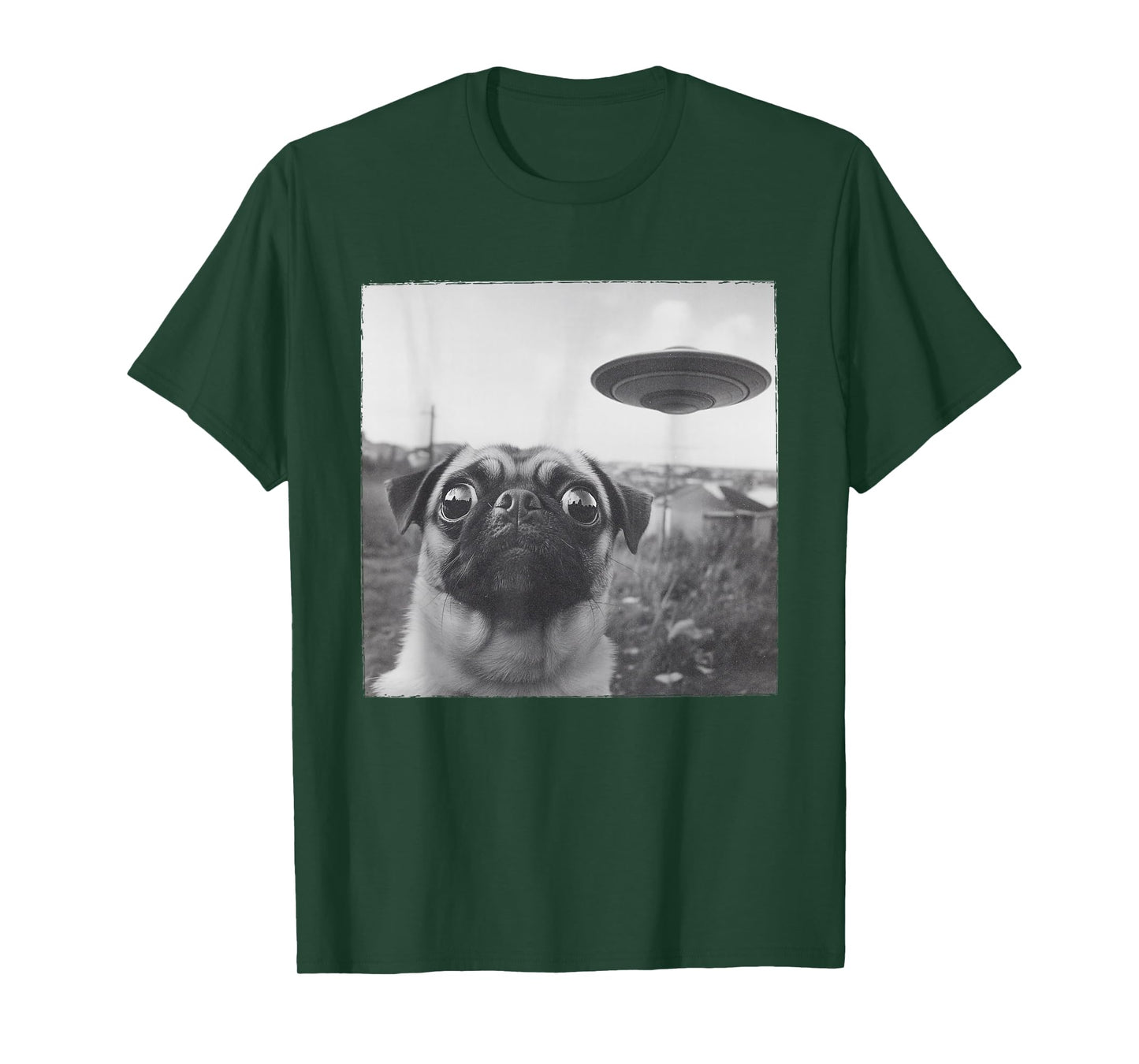 Pug UFO Alien Dog Abduction Spaceship Graphic Pet Lover T-Shirt