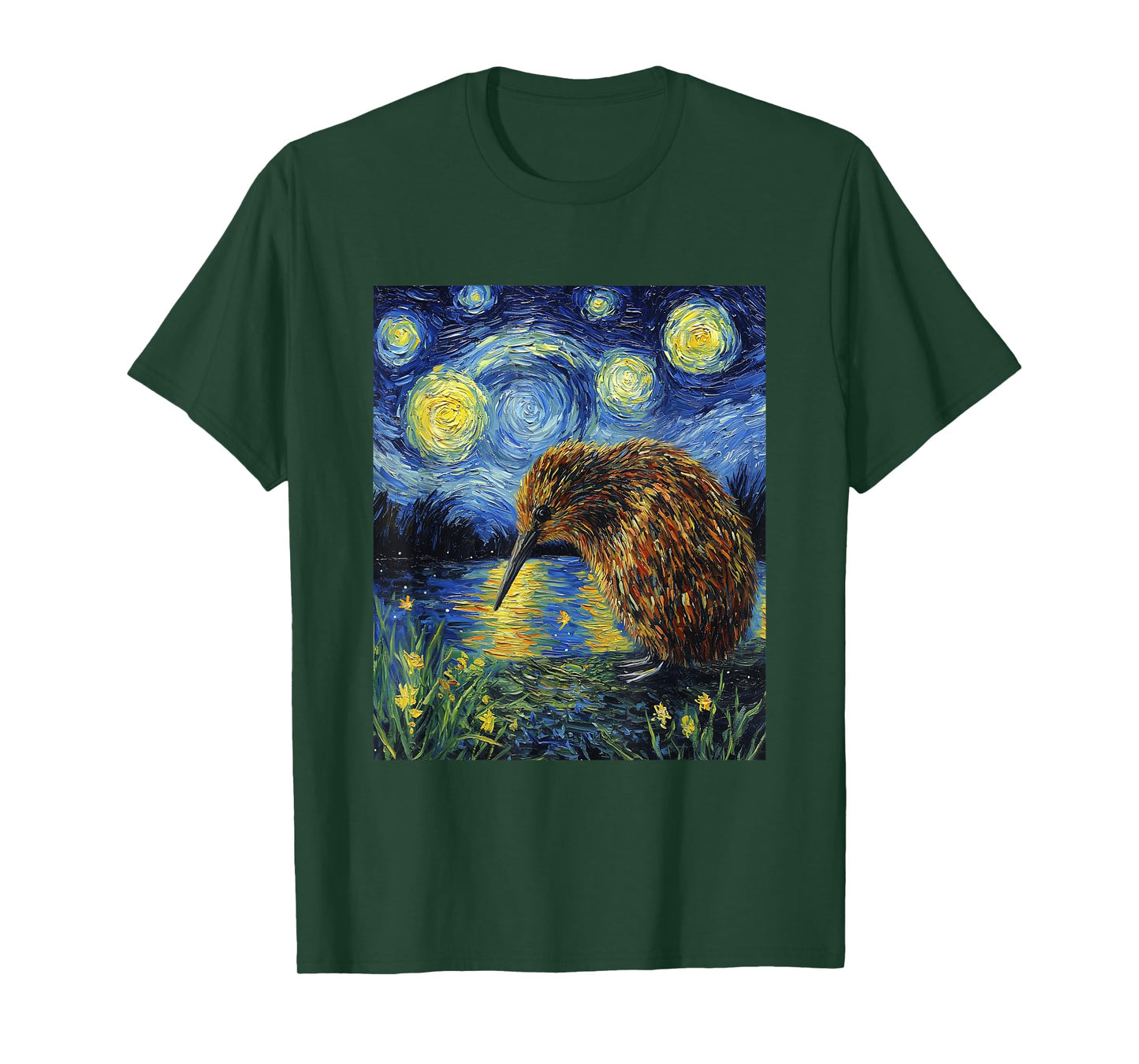 Funny Kiwi Bird - Van Gogh Style - Starry Night Graphic T-Shirt