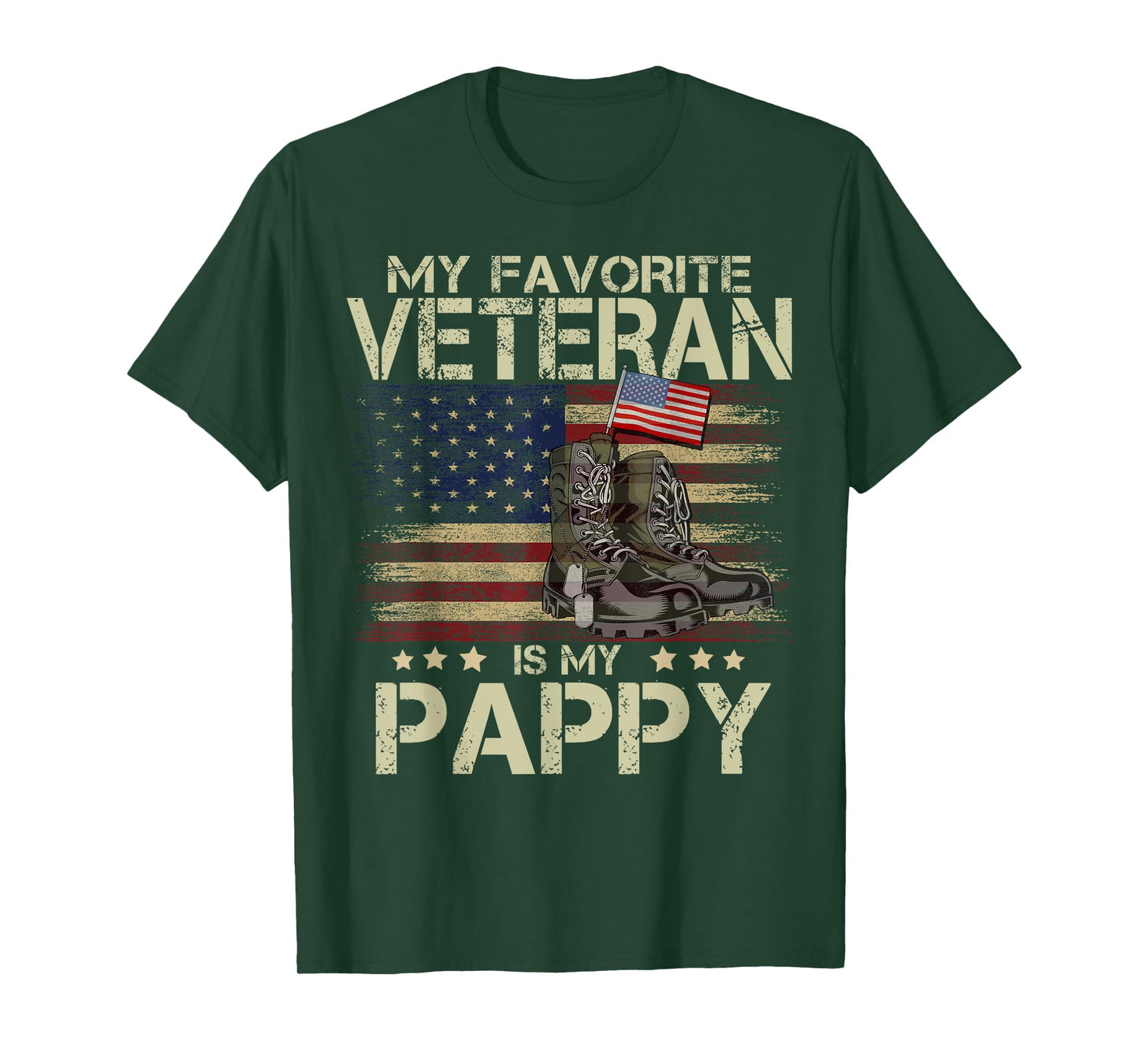 My Favorite Veteran Is My Pappy Shirt Flag & Military Boots T-Shirt