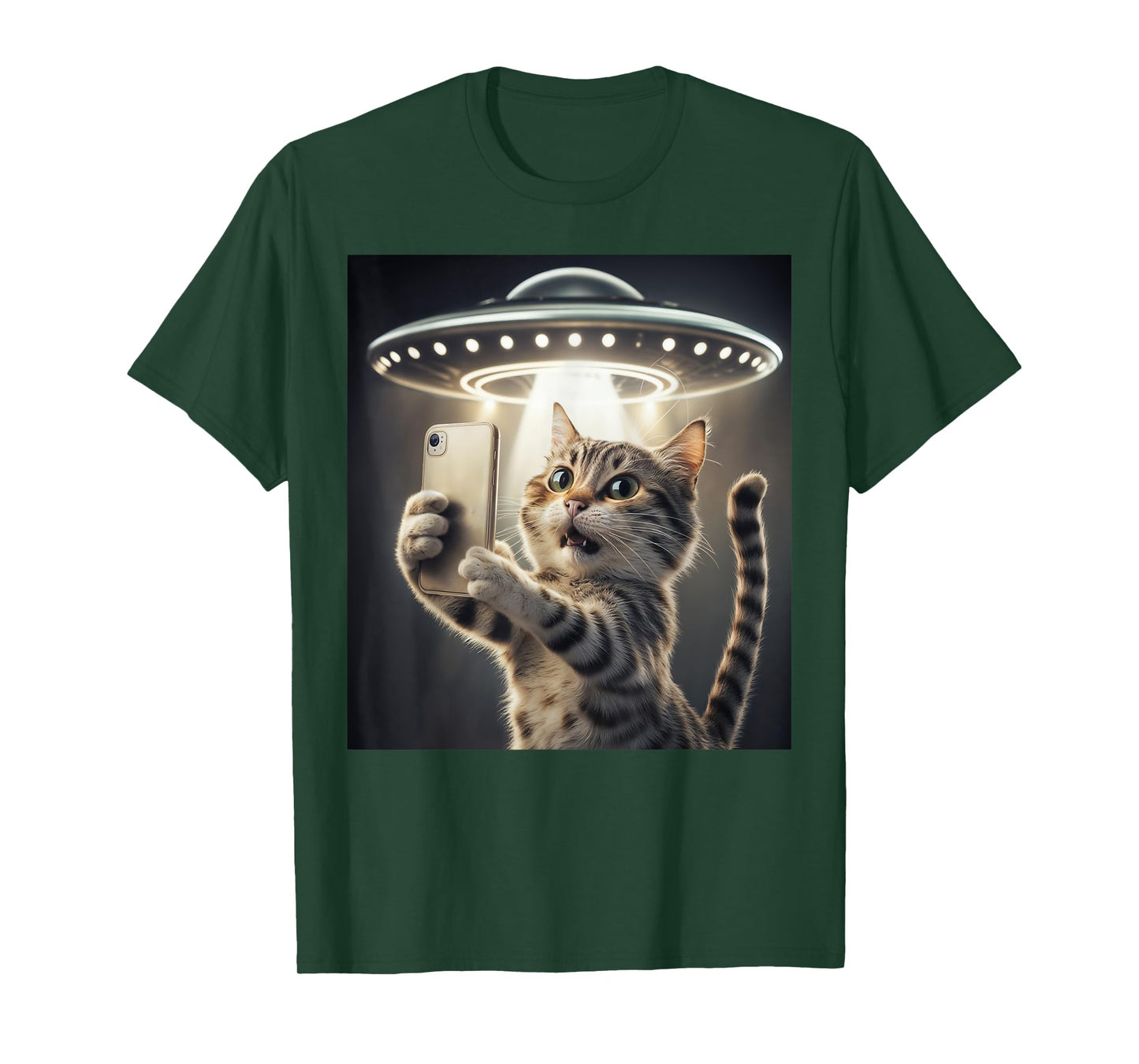 Cat Taking A Selfie With A UFO Cute And Funny T-Shirt