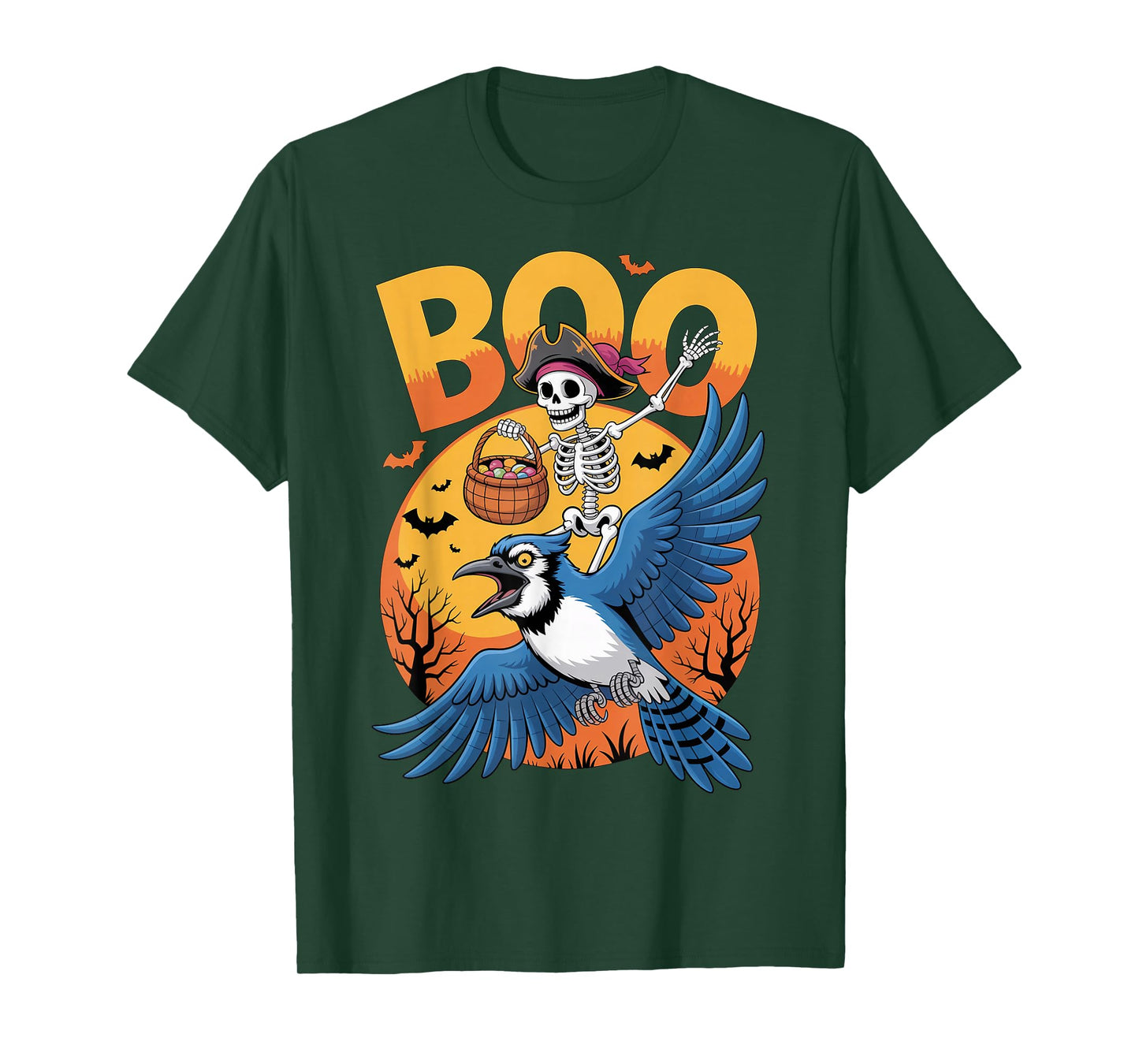 Spooky Blue Jay Bird Costume on Boo Blue Jay Bird Halloween T-Shirt