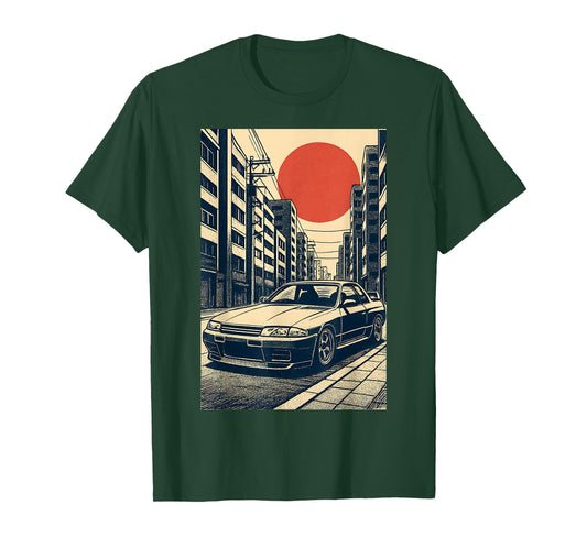 Japanese Cars Retro JDM Street Scene Tuner Car Art T-Shirt